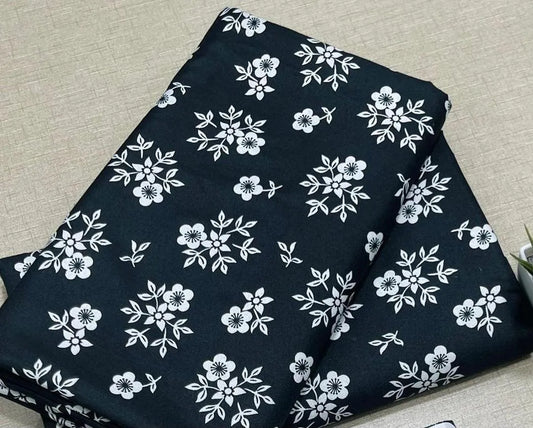 All Over Printed 2PC Black Floral Cotton Shirt and Trouser