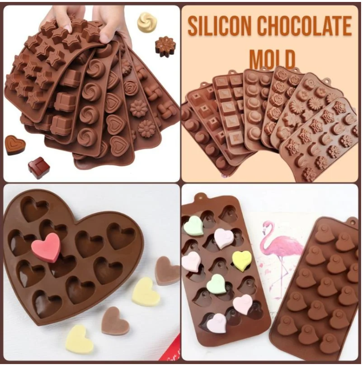 Silicone Chocolate Molds Shapes | Non-Stick Candy & Cake Making Mold for Kids & Adults | Random Shapes 3pc