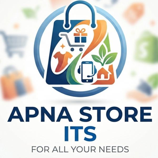 Logo of APNA STORE ITS with various icons on a white background