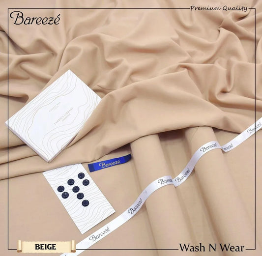 Men's Beige Wash N Wear Plain Suit Summer