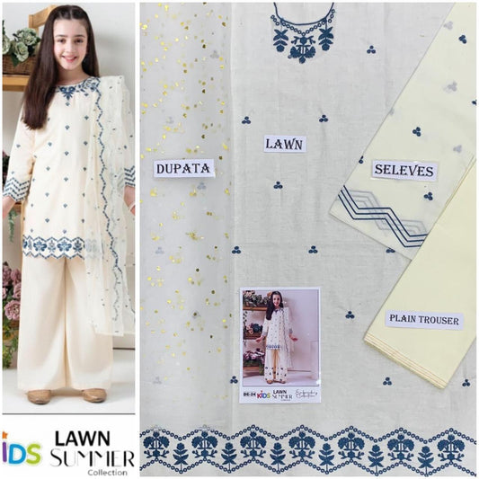 Embroidered Lawn 3-Piece Suit for Girls 06-12Y