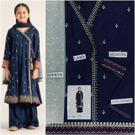 Embroidered Lawn 3-Piece Suit for Girls 06-12Y
